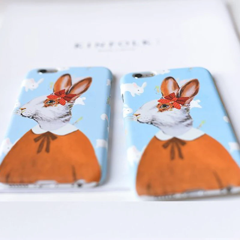 KUERPooB Для iPhone SE 5 5s 6 S Плюс Корпус матовое Прикосновение Прекрасный кролик леди Apple