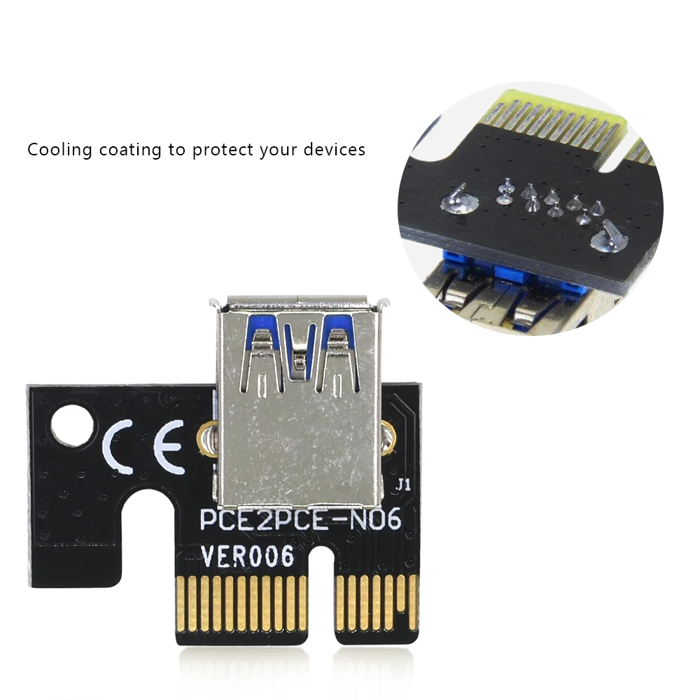 TISHRIC 100 шт. черный расширитель PCI E Express Riser Card 1x к 16x USB 3 0 SATA 4Pin Molex Power для BTC Miner Machine| |