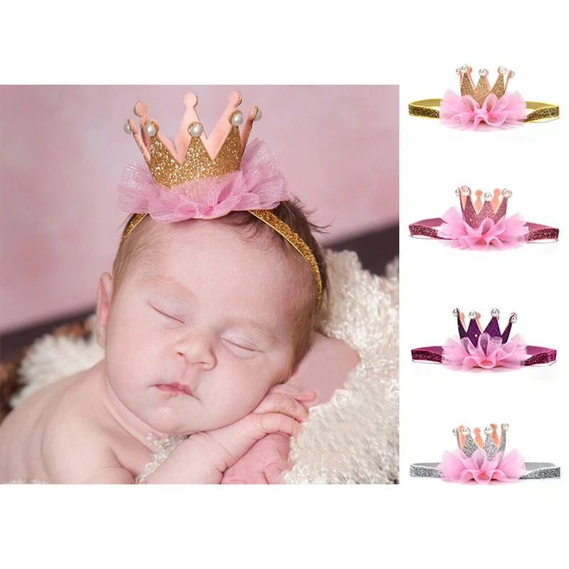 Новорожденный Корона головная повязка Золотая принцесса для маленьких девочек