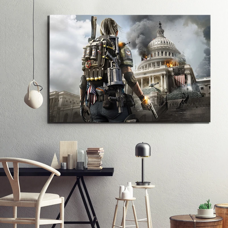 Игровой постер Tom Clancy's The Division 2 HD для женщин спецназ картины на холсте настенная