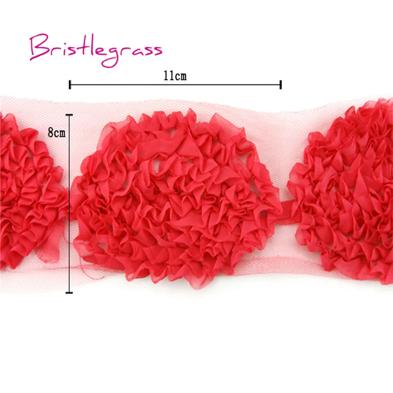 BRISTLEGRASS 1 ярд 4,3" 11 см шифон цветы тюль сетка кружевной отделкой Детская повязка Люкс Свадебное платье Костюм DIY Швейные ремесла