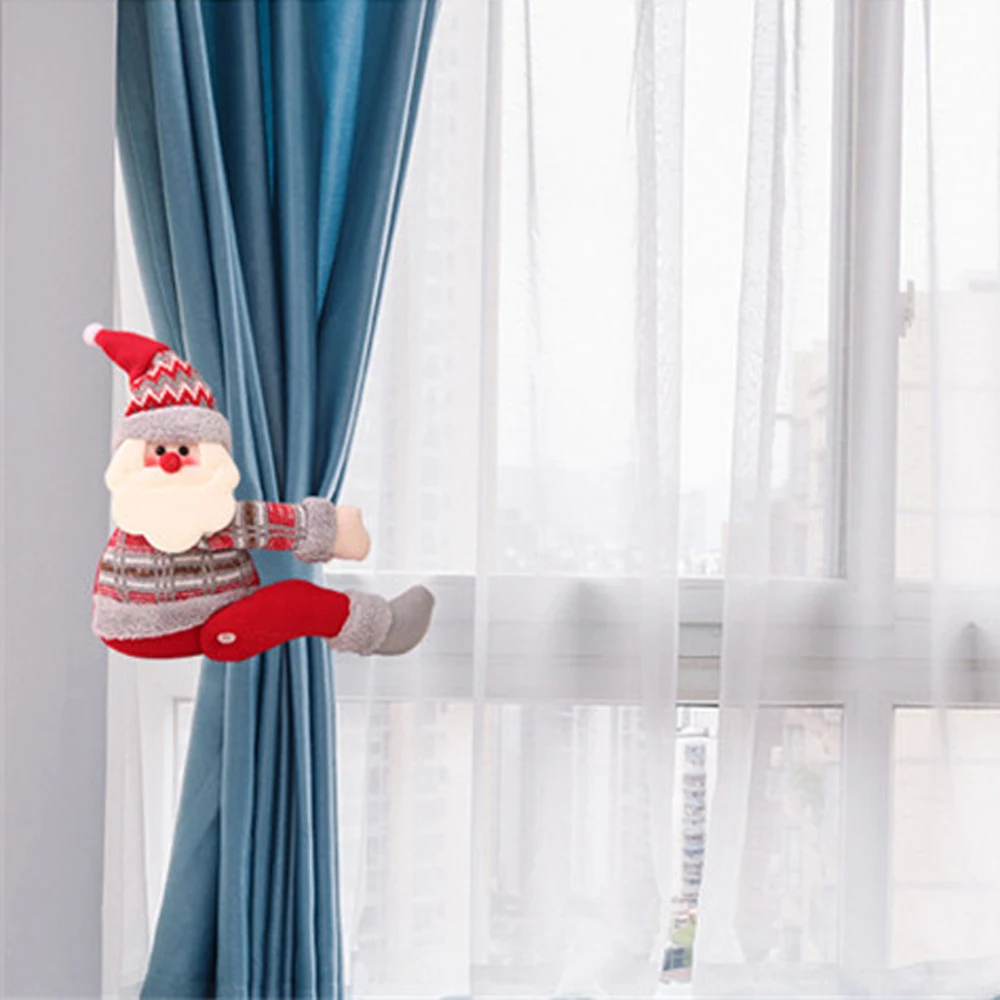 Large Size Christmas Curtian Tieback Cute Santa Claus Snowman Elk Dolls For Kids Curtain Buckles Christmas Decorations For Home