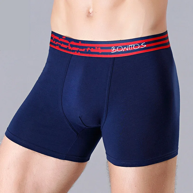 B1 Dark Blue Мужское нижнее белье, Calecon, мужское хлопковое бамбуковое нижнее белье, мужские боксеры, шорты, шелковые боксеры, Calvinfully трусы, мужские трусы-боксеры, Длинные - Цвет: B1 Dark Blue