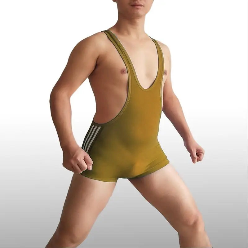 Badiace с низким вырезом бедра пользовательские мужские борцовки Singlet Профессиональный Тяжелая атлетика тренажерный зал наряд человек цельный купальник - Цвет: Хаки