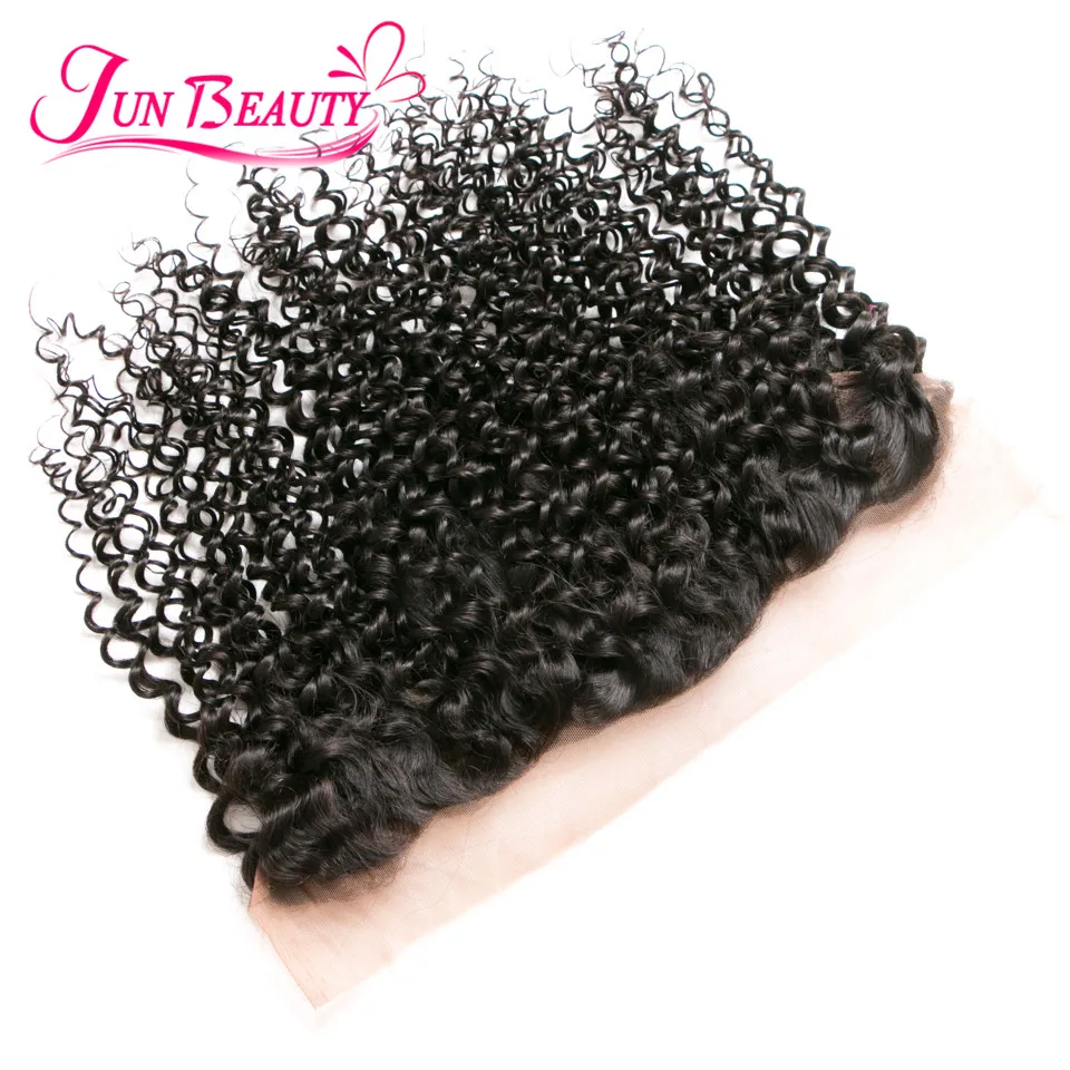 7A Brazilian Virgin Hair With Closure Human Kinky Curly 13x4 Lace Frontal Bundles |