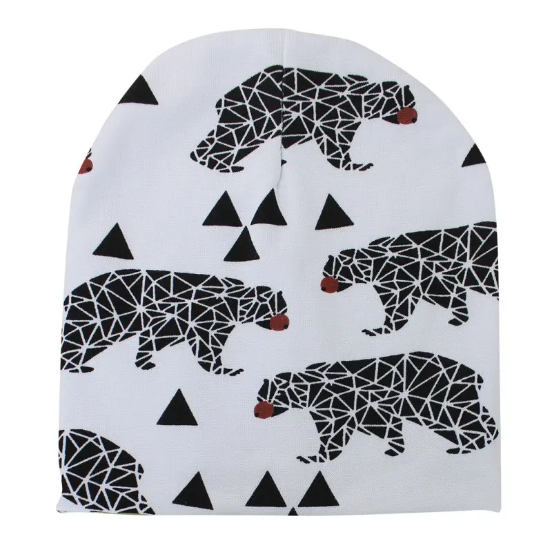 Новинка осенне-зимняя хлопковая детская шапка с животным принтом облегающая для