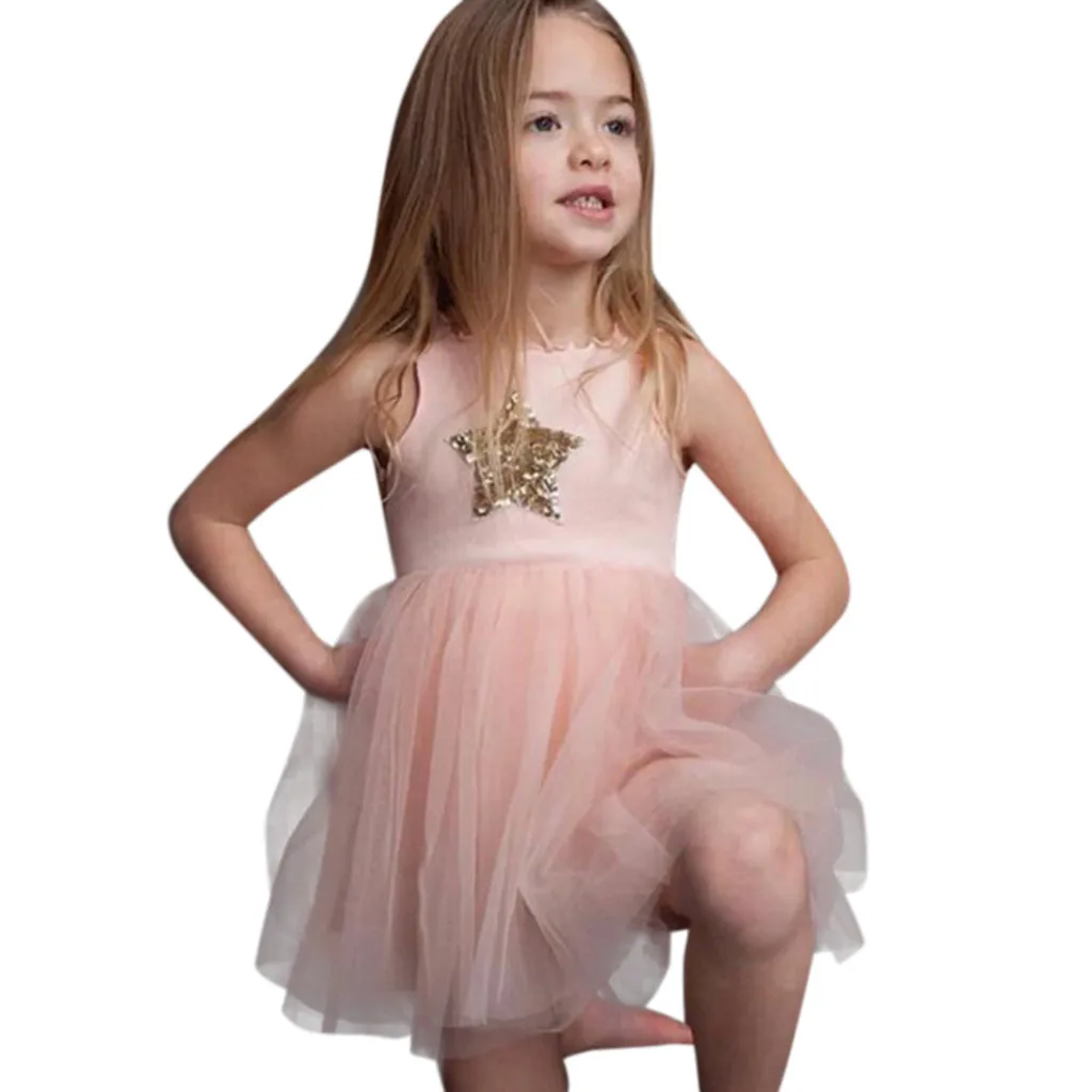 Свадебное платье со звездами и блестками новинка 2019 детская праздничная одежда