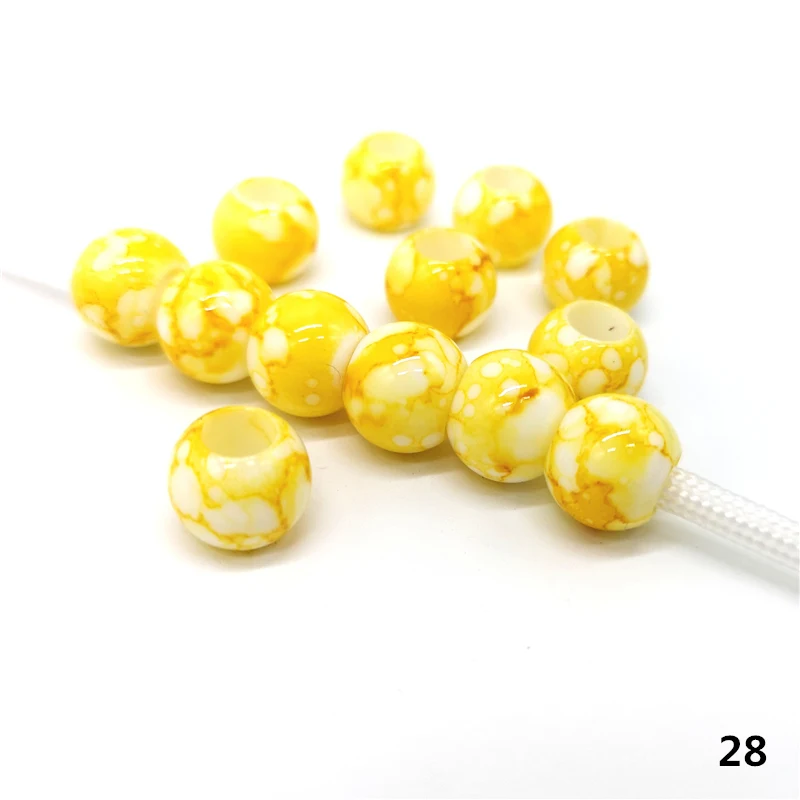 28 20 pcs 12mm Big Hole Beads Round Beads for Jewelry Making Acrylic Beads Multicolor Loose Bead Jewelry DIY Accessory - Цвет: 28