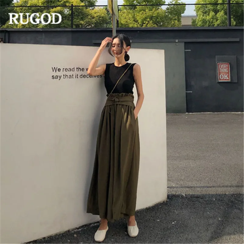 Женские свободные брюки RUGOD повседневные Прямые однотонные с высокой талией и