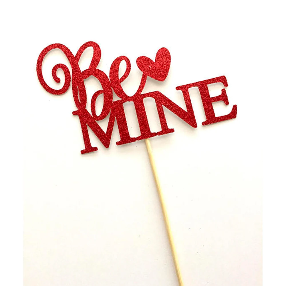 

6pcs Valentine's Day Party Cake Topper Romantic Be Mine Letters Cake Topper Wedding Party Decorations Cake Decorating Supplies