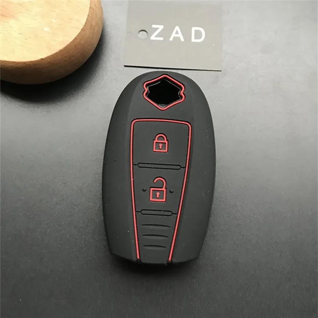 ZAD силиконовый чехол для брелка с ключом капота защитный держатель для кожи для SUZUKI Swift Sport SX4 SCORSS grand vitara дистанционный автомобильный аксессуар - Название цвета: black with red