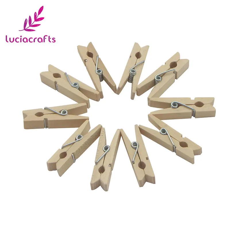 Lucia crafts 24 шт./лот 25 мм/35 мм Натуральная цветная деревянная зажимы для фото прищепка ремесло DIY Украшение для альбома E1107