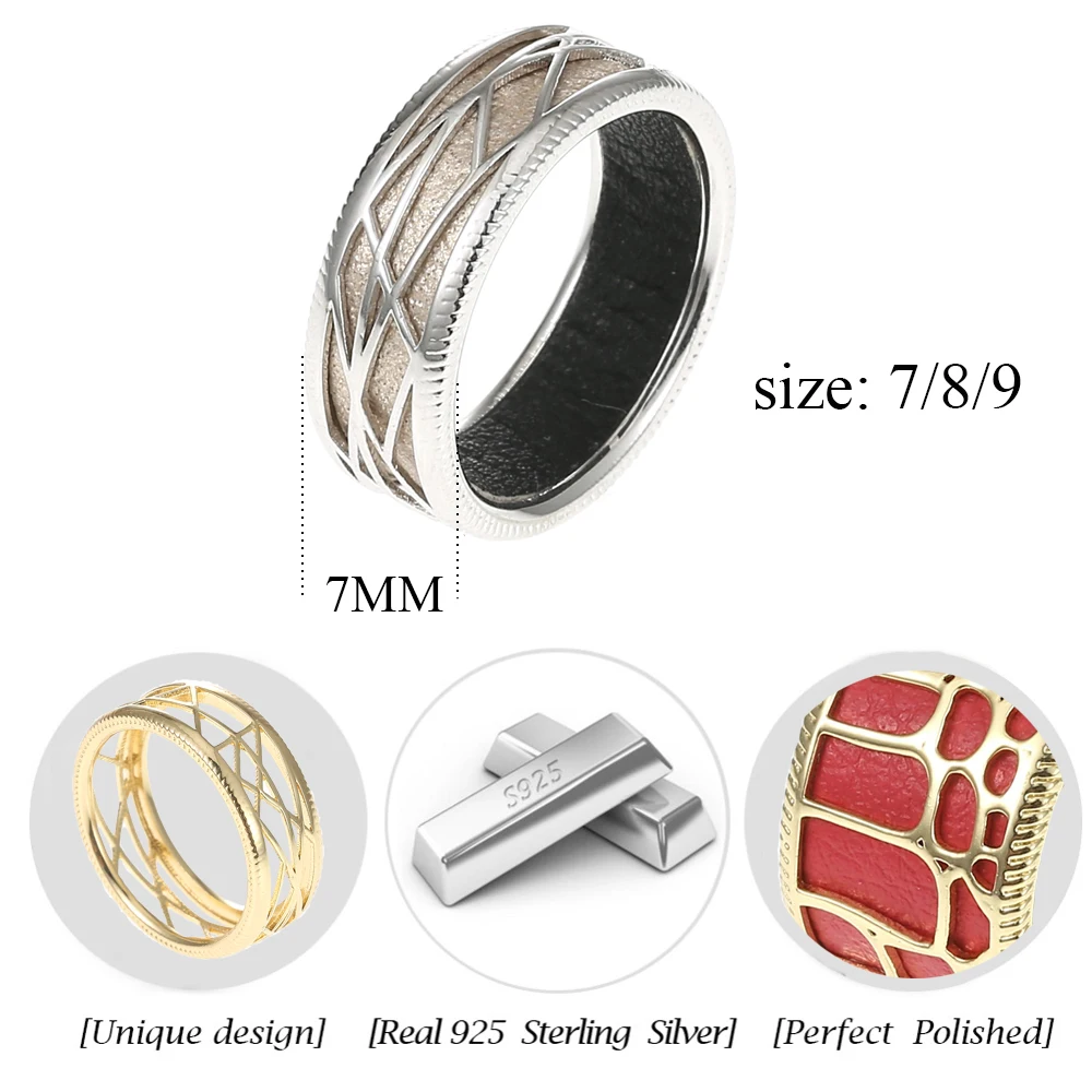 Элегантные обручальные кольца изготовленные из кожи с двусторонним