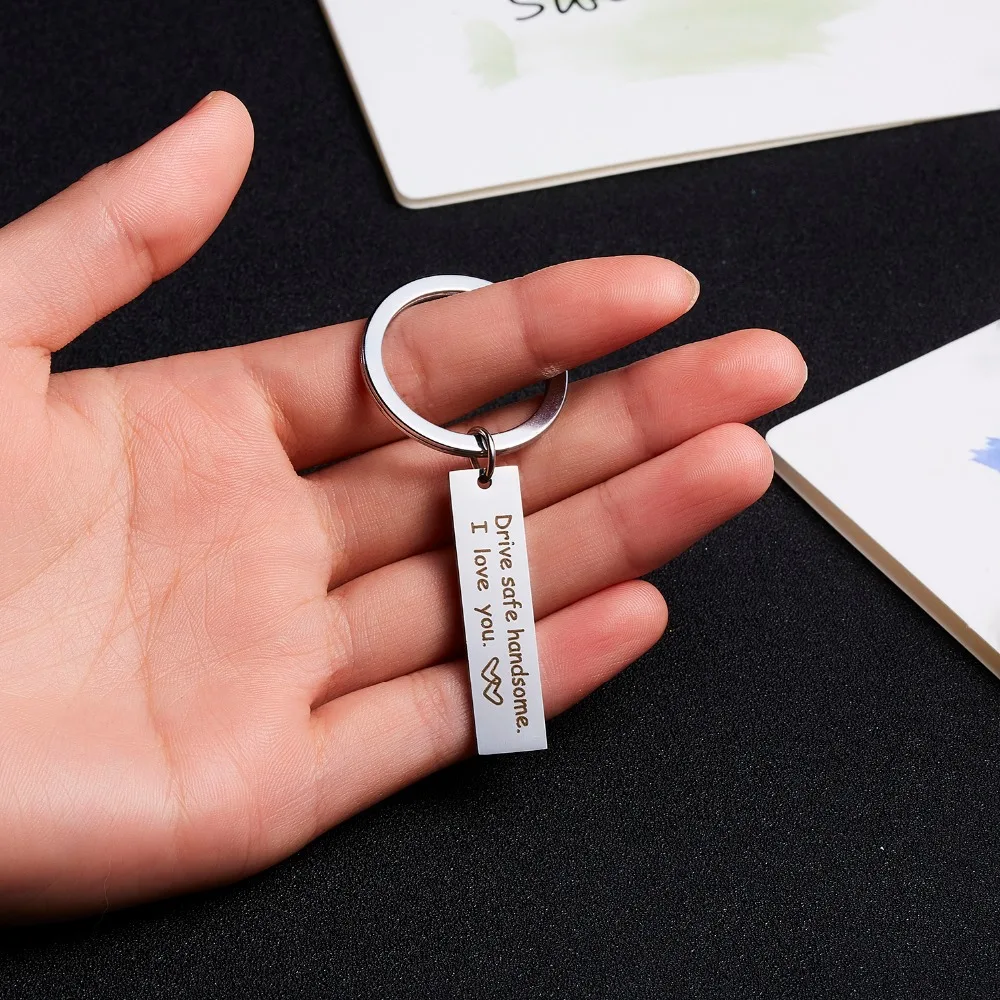 

Silver Color Stainless Steel Keyrings Gift Drive Safe I Need You Here With Me Keychains Couples Boyfriend Bag Key Chains