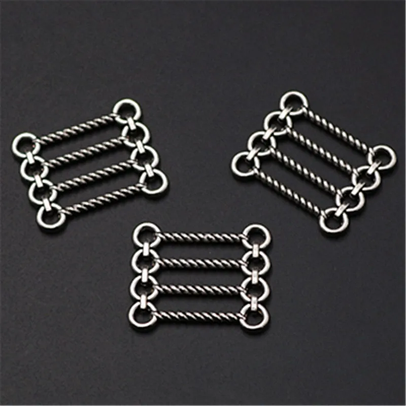 

6pcs Silver Plated Chest Expander Porous Metal Connector DIY Charm Sports Style Bracelet Earrings Jewelry Crafts Making 30*20mm