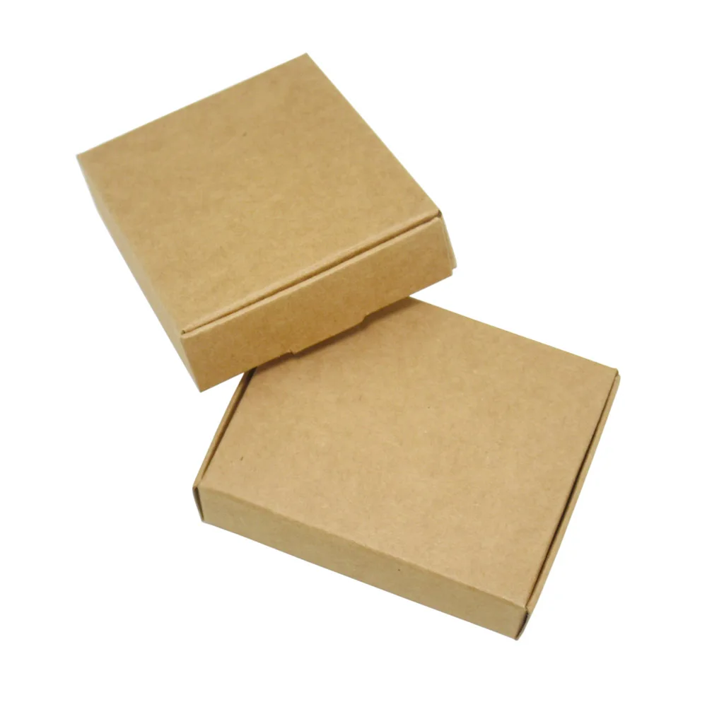 

50Pcs Small Cardboard gift box,brown Package paper carton box kraft paper handmade soap packaging craft box folding 8.5*7*2cm