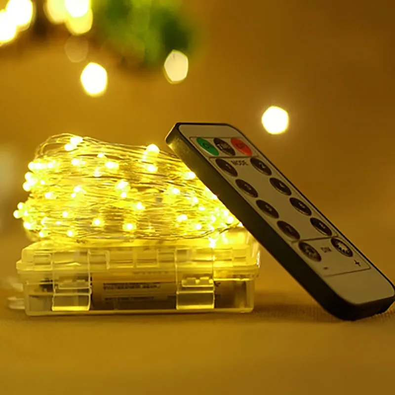 5m copper Wire Battery LED String Light with Remote Controller Wedding Christma Party Holiday Halloween Decoration light | Лампы и