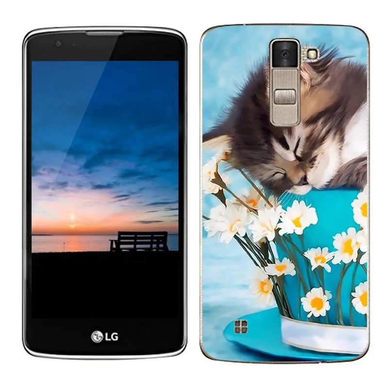 Роскошный чехол для LG K8 Lte K350 K350E K350N покрывает спящий окрашенный Силиконовый ТПУ