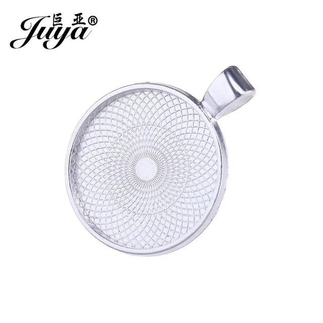Silver JUYA 10 шт. разноцветные 25 мм ожерелье кулон оправа для кабошона, камеи Базовая пустая основа подходит 25 мм Кабошоны Ювелирных изделий - Цвет: Silver