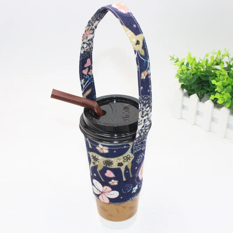 Кофе Молоко чайная чашка с крышкой мультфильм мольберт Tote дома сад напиток чашки Висячие Tote мешки для хранения корзины