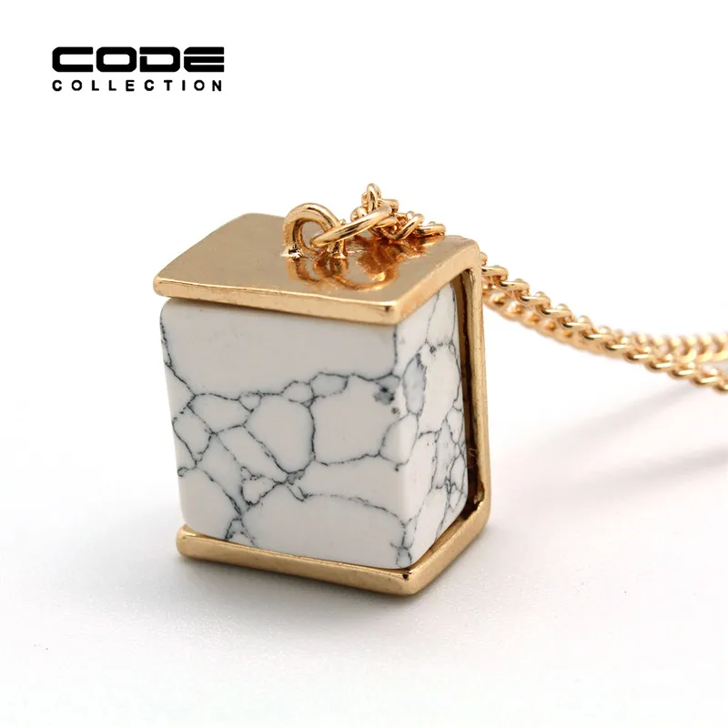 Новый Белый Кулон Модные Мраморность Maxi Ожерелье Природный Камень Женщины Pendule