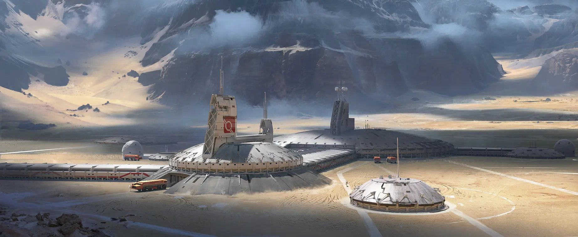 Колония Sci Fi город колония горы фоны Высокое качество компьютерная печать