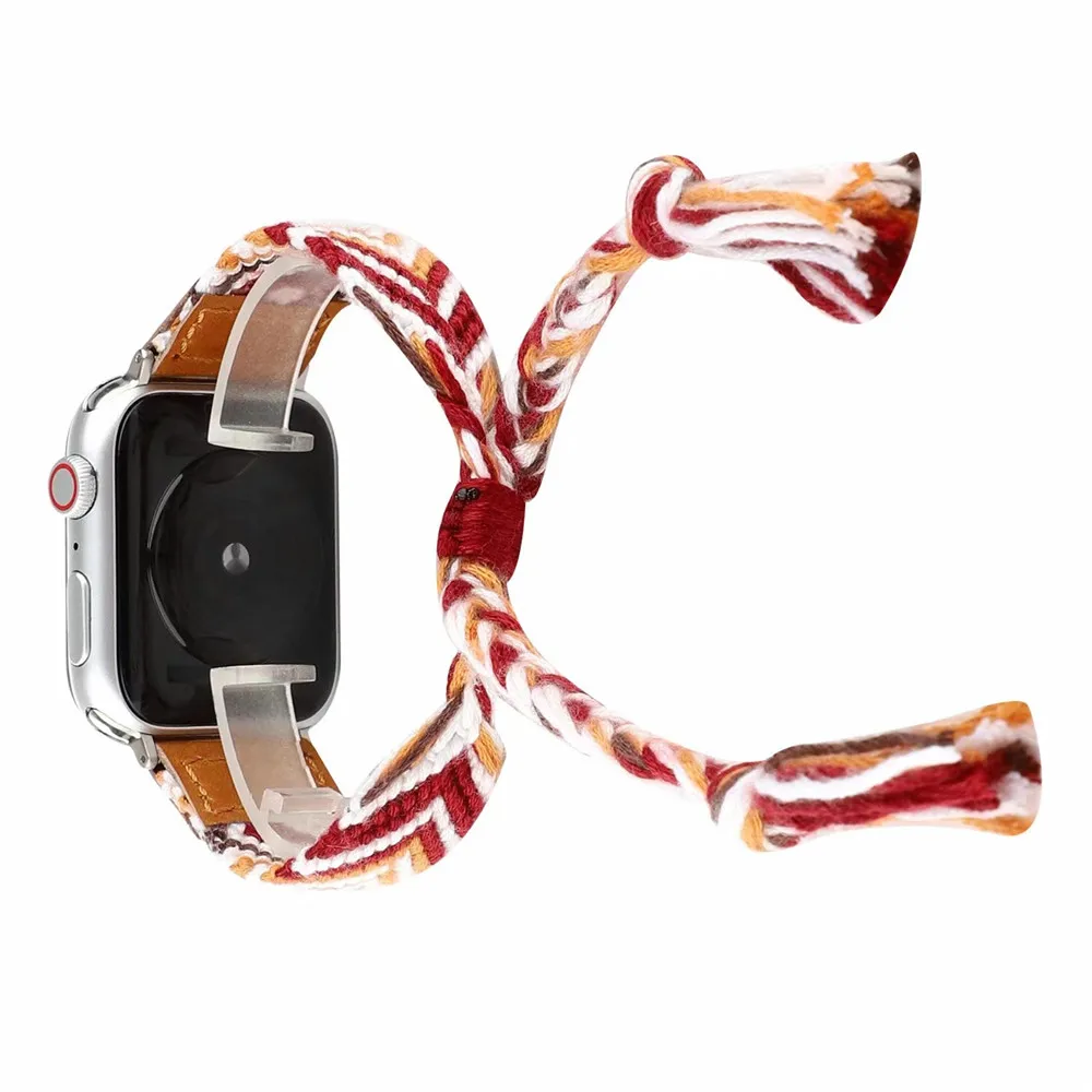Модный Индивидуальный вязаный ремешок для Apple Watch Band 38 мм 42 мм 40 мм 44 мм смарт-часы аксессуары для iWatch Series 4 3 2 1
