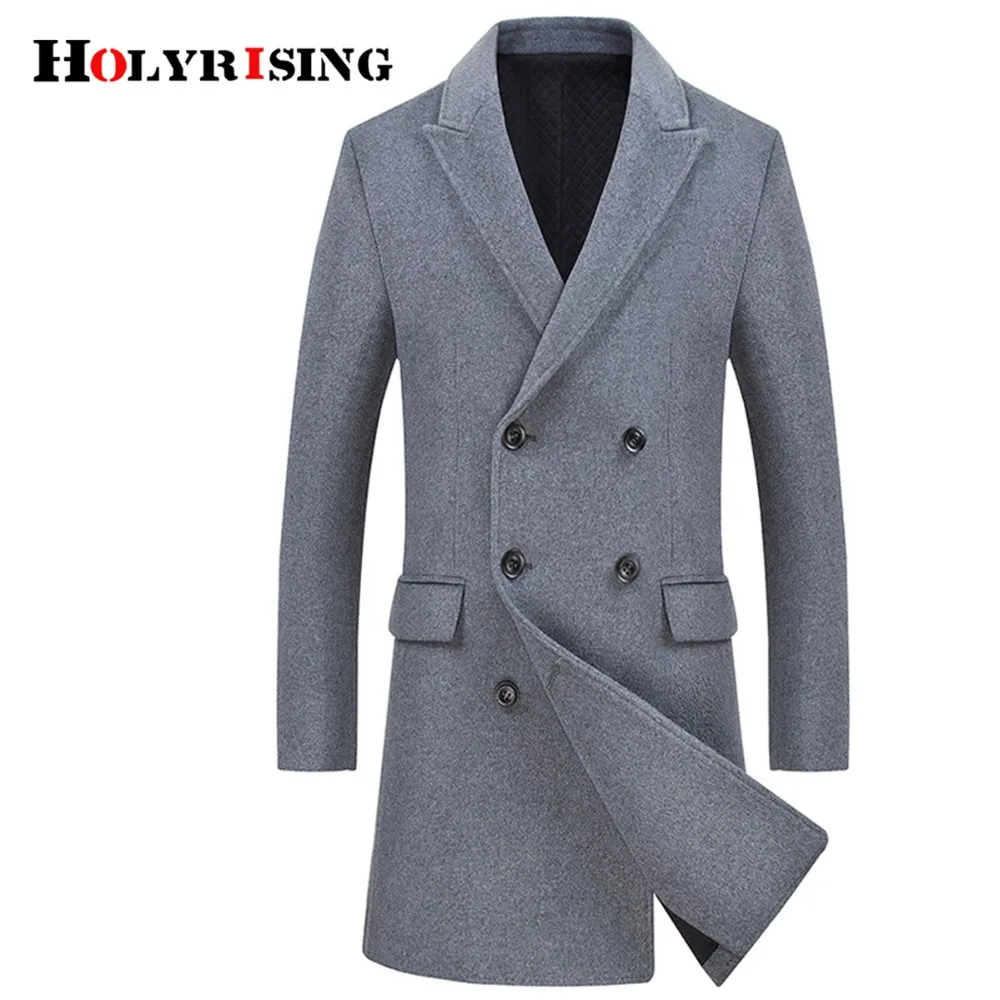 Holyrising мужское шерстяное пальто с двумя пуговицами утепленное Manteau Homme Hiver