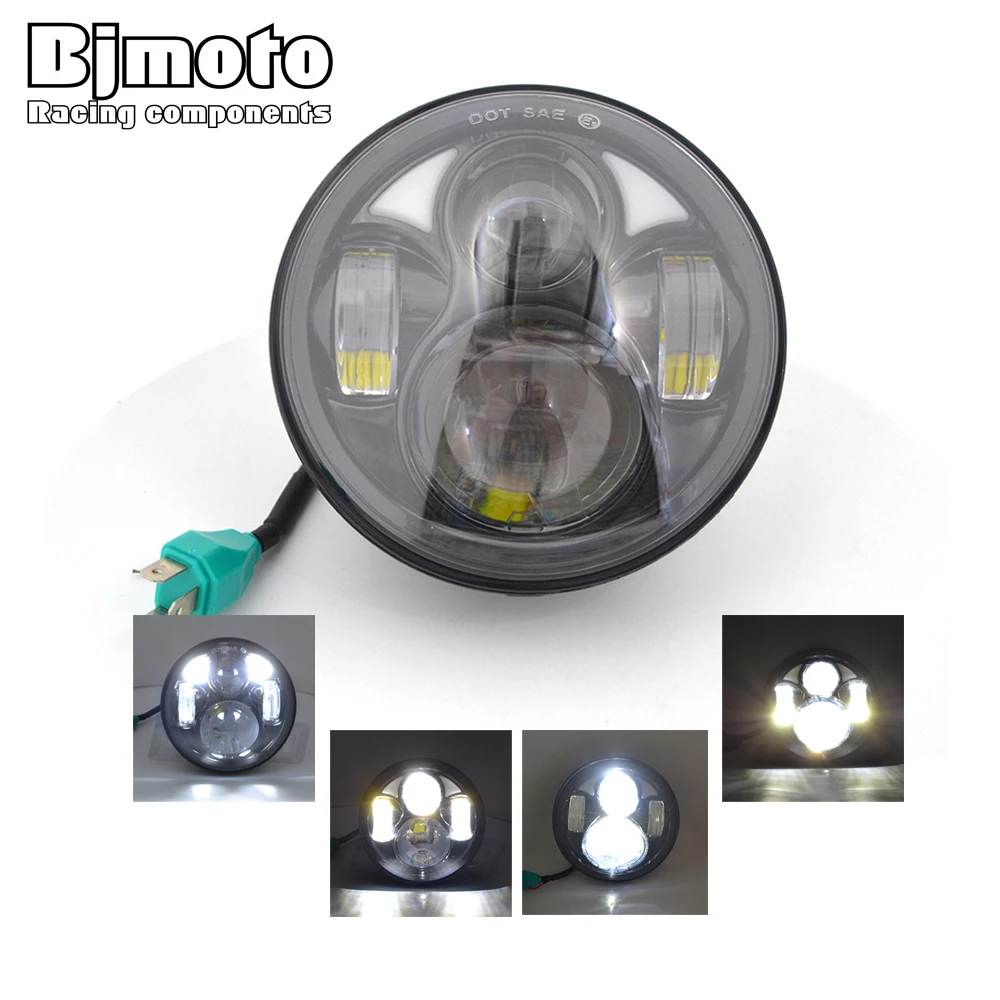 Bjmoto мотоциклетная светодиодная фара проекция 5 75 дюйма H4 для Dyna VRSCD VRSCDX FLSTSE FLSTSB FXSTC