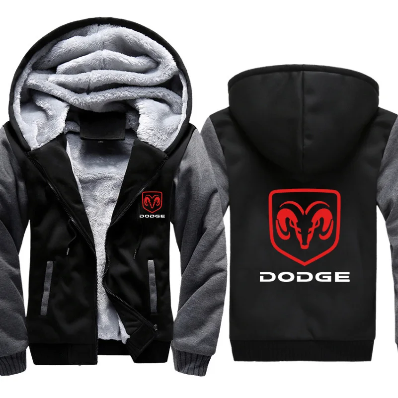 Мужские толстовки с капюшоном Dodge Car, куртка с принтом логотипа, мужская толстовка с капюшоном, модная зимняя теплая флисовая хлопковая куртка на молнии, мужские спортивные костюмы - Color: 804