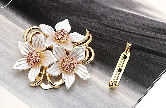 Брошь двойного назначения булавка роскошная Шпилька зажим для шарфа Цветочная -