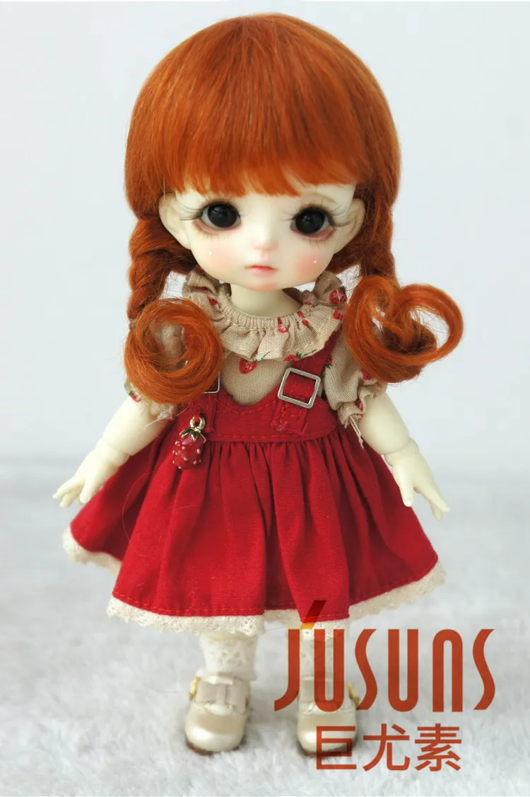 5-6inch Carrot M8 JD143 1/12 1/8 милые мохеровые кукольные парики Размер 3-4 дюймов 4-5 дюймов 5-6 дюймов короткий двойной косичка парик модные кукольные аксессуары - Цвет: 5-6inch Carrot M8