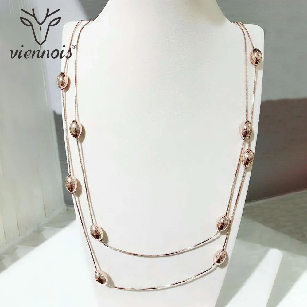 Viennois новинка Геометрическая цепочка на свитер розовое золото/золото длинное
