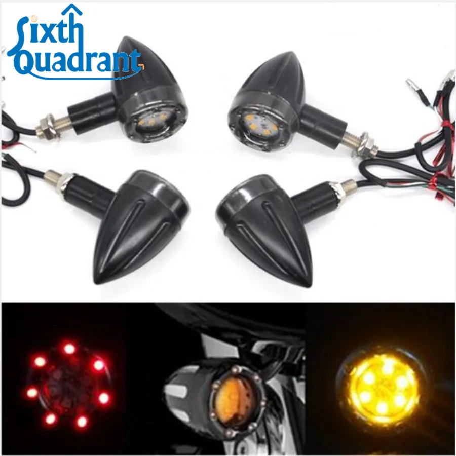 

Free Shipping 4 Pcs Universal LED Lamp Motorcycle Turn Signal Light with Brake light