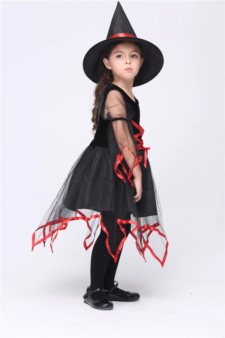 Новинка 2017 Детский костюм ведьмы платье шляпа на Хэллоуин для детей подарок день