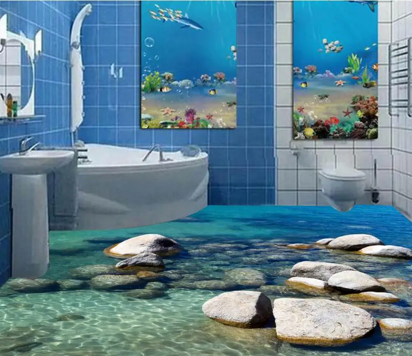 Бесплатная доставка 3D современные настенные Стикеры с изображением реки морские