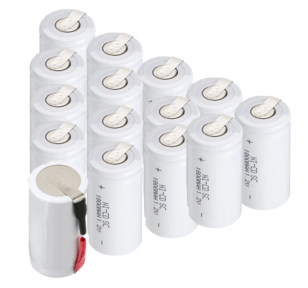 15 pcs SC 1800mah 1.2v battery NICD rechargeable batteries for makita bosch B&ampD Hitachi metabo dewalt emergency light toy | Электроника