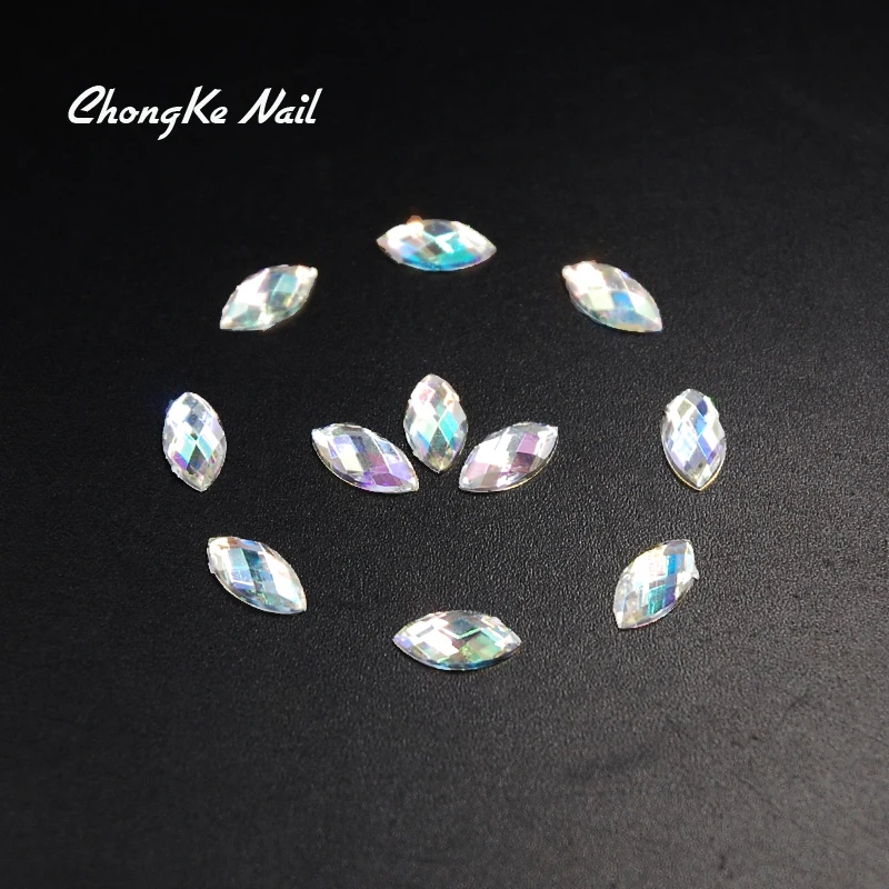 Высокое качество ногтей кристально чистый AB конский глаз дизайн Акриловые