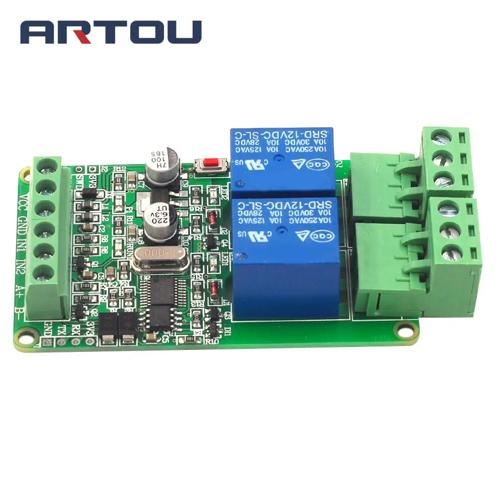 2 Channel Modbus-Rtu 1/2/4 канала 12 В релейный модуль коммутатора Вход/Выход RS485/ttl Связь - Цвет: 2 Channel
