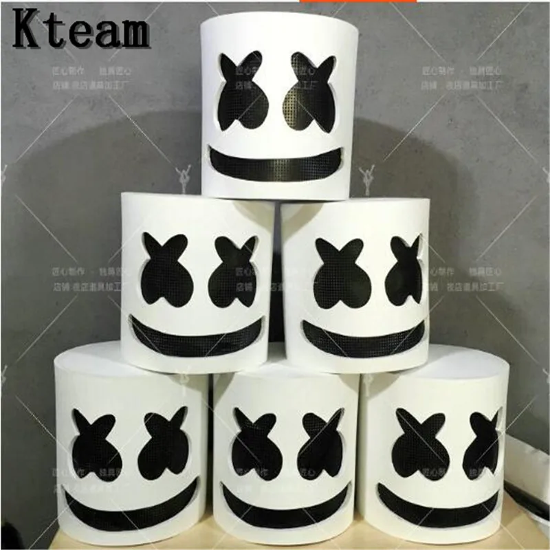 Горячая Хэллоуин вечерние Косплей DJ Marshmello белая маска шлем костюм аксессуар полный голова Латекс Клоун Маска диджея реквизит свободный размер