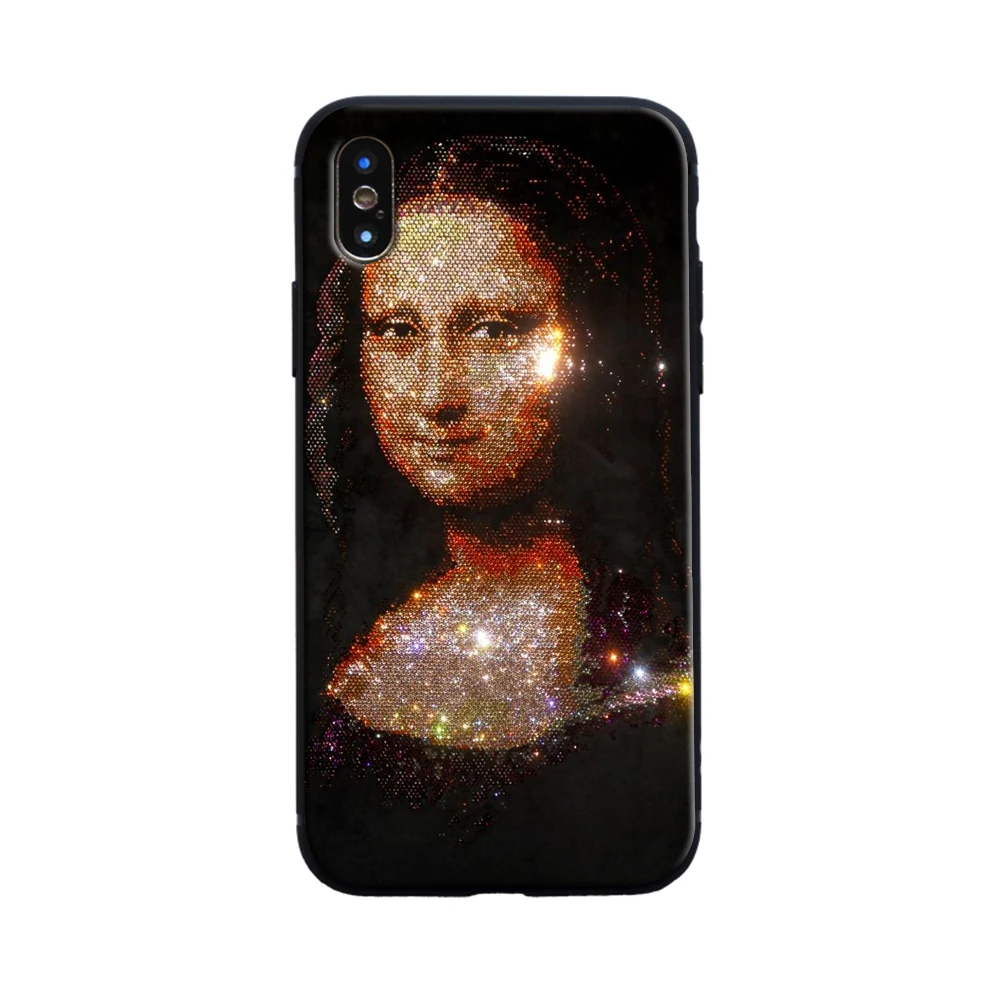 mona lisa crystal luxury luxury soft silicone phone case shell cover for apple iphone 6 6s 7 8 plus x xr xs max 5 5s se case free global shipping
