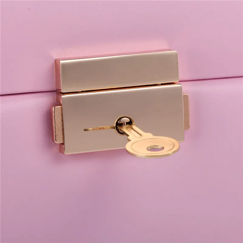 Большая бархатная шкатулка для ювелирных изделий розового цвета органайзер