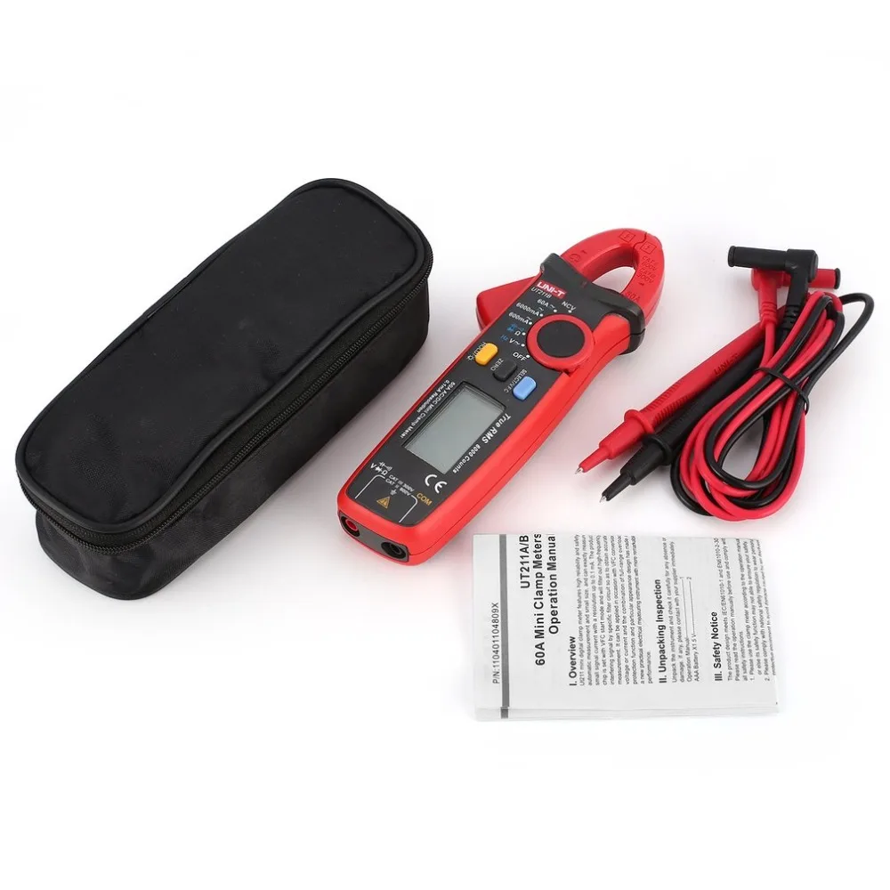 UNI T UT211B Мини цифровой клещи мультиметр True RMS Высокое разрешение AC/DC Вольт Ампер Ом