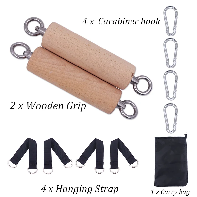 Бежевый 1 Pair Pull Up Hand Wooden Grip with Strap Cannonball Grips for Grip Strength Core Workout Rock Climbing Holds Finger Exercise - Цвет: Бежевый