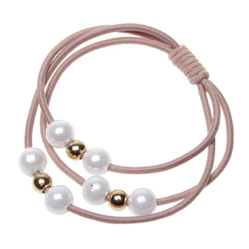 Эластичные резинки для волос из полиэстера с жемчугом женский головной убор