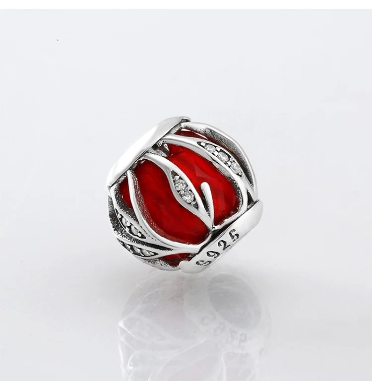 Модные 925 пробы серебряные полосы красные CZ бусины подходят к оригиналу Pandora браслет для изготовления ювелирных изделий