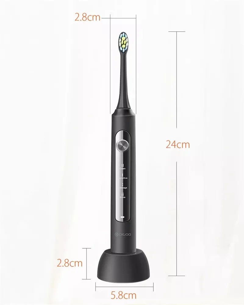 Digoo DG-YS44 4 модная щетка электрическая зубная щетка умный таймер USB перезаряжаемая Беспроводная с 2 зубной щеткой голова персональный уход
