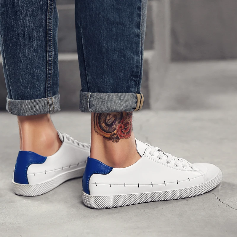 Big Size 38-45 Small White Shoes Mens Trainers Safey Toe Lace-Up Breathable Black Sneakers Soft Light Fashion Casual Men | Обувь