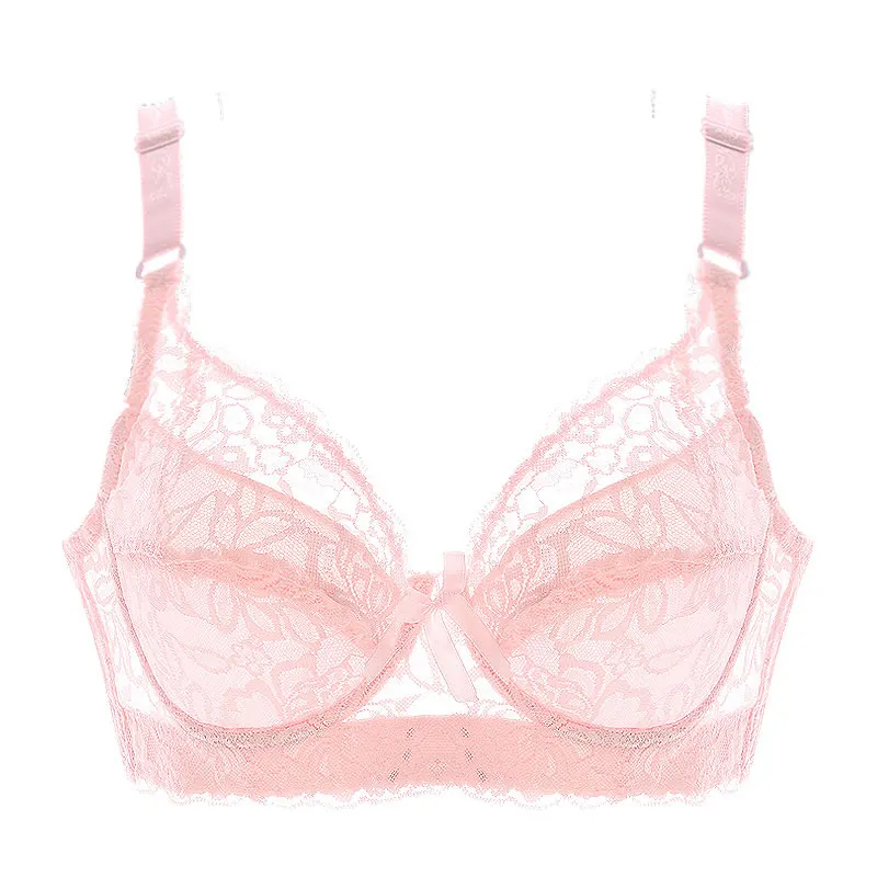 Pink underwire Xianqifen 40 90 46 нижнее белье Плюс большой размер на косточках Топ bh bralette кружевной сексуальный женский бюстгальтер нижнее белье Глубокий V бюстгальтер C D чашка - Цвет: Pink underwire