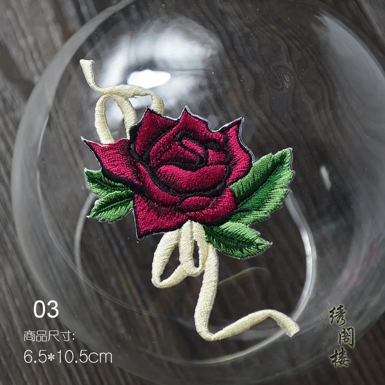 FREE SHIPPING 10PCSEmbroidery Motif Flower ROSE Sew On Iron Patches Applique DIY Lace Clothing Accessory | Дом и сад